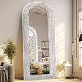 Arched Full Length Mirror with Solid Wood Frame, 65x22 Farmhouse Wall Mirror by ZHUNFA