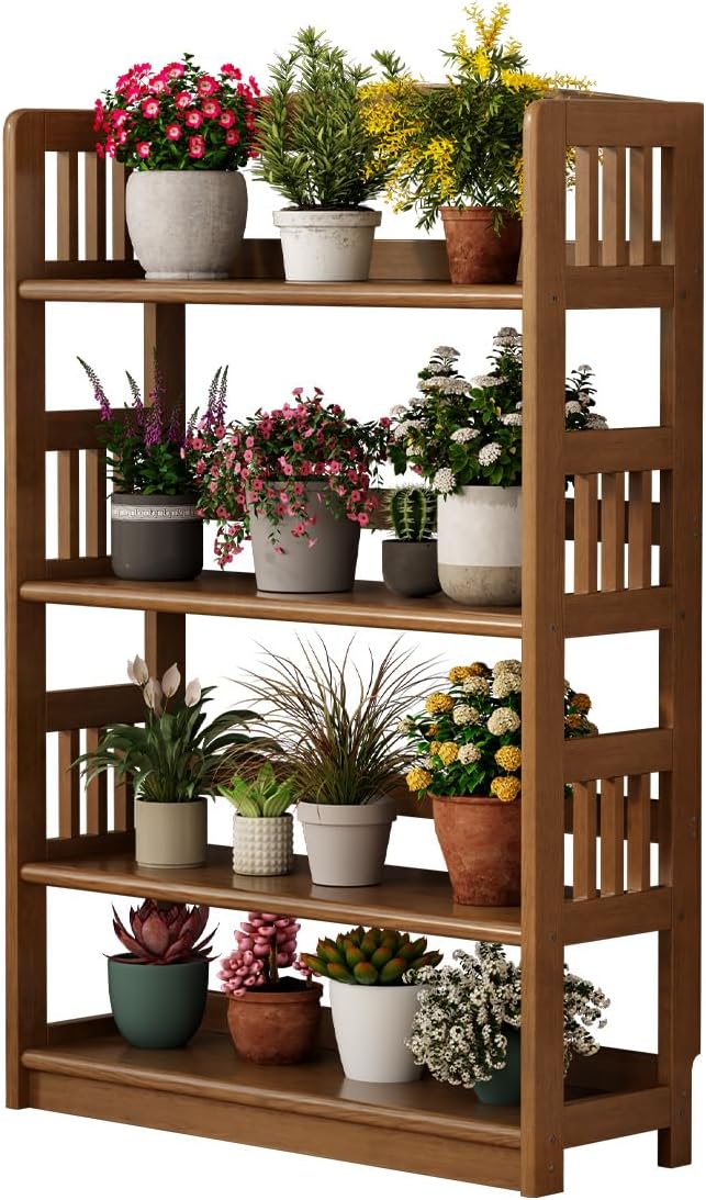 4 Tier Solid Wood Open Shelf Bookcase, Modern Wooden Display Bookshelf by VisittheKungFuWood