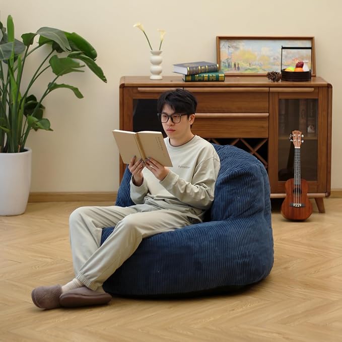 N&V Large Crescent Bean Bag Chair, Adult Size Bean Bag Sack, Foam Filling - Image 3