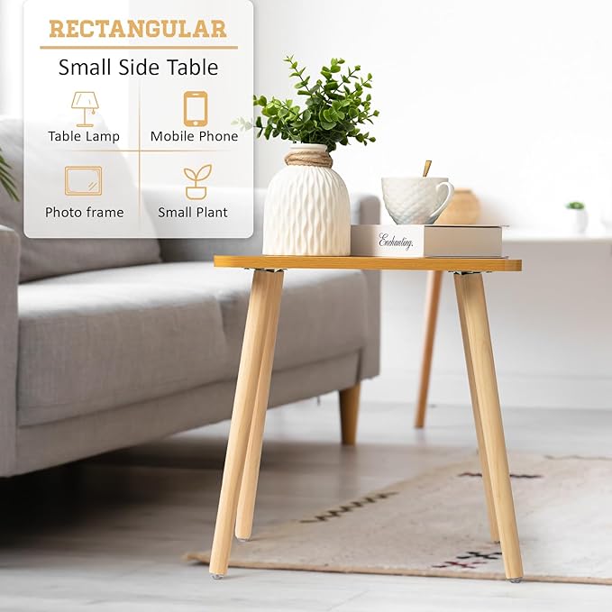 FORAOFUR Side Table, Modern End Table, Wooden Small - Image 5