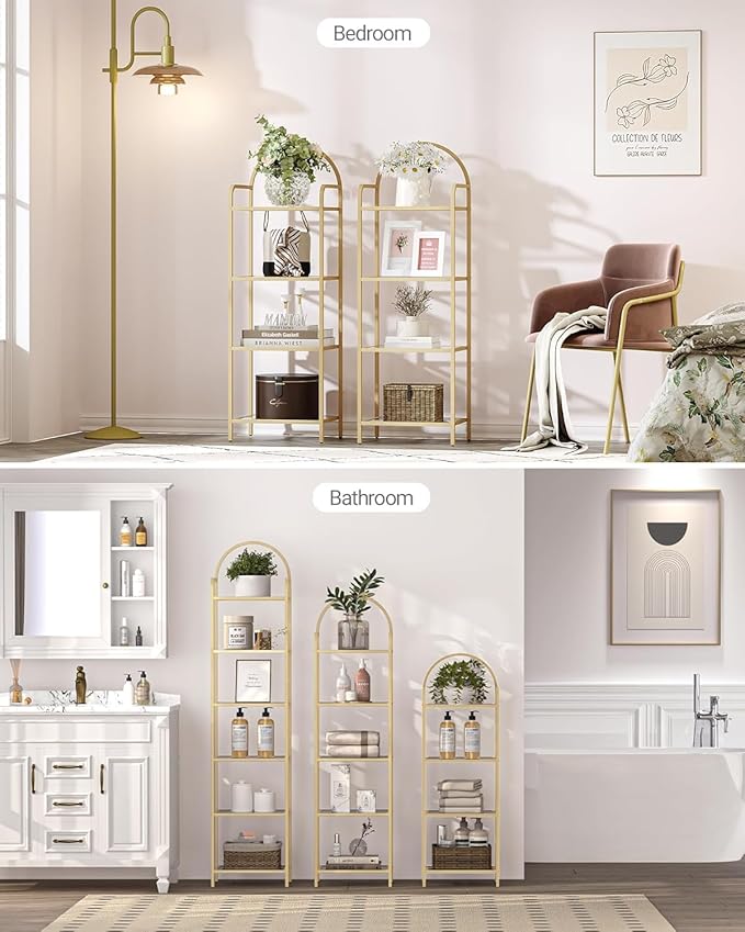 Bookcase Bookshelf, Tempered Glass Bookshelves, Slim Shelving Unit - Image 7