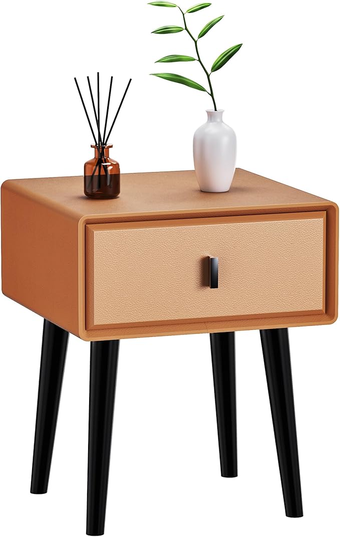 VICITON Nightstand, Fully Assembled Bedside Cabinet Mid Century Night Stand by Unknown