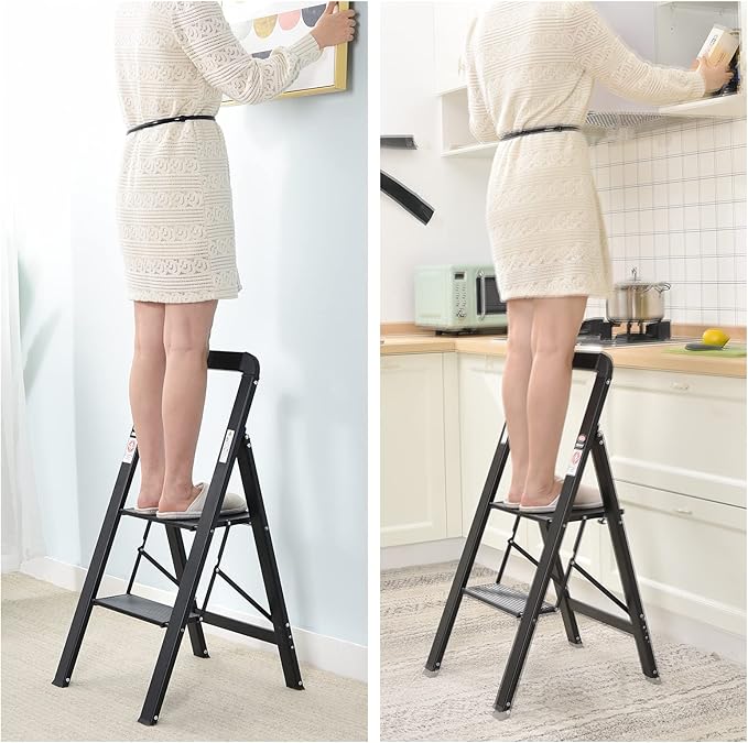 KINGRACK Step Ladder, 2 Steps, Folding Step Ladder - Image 6
