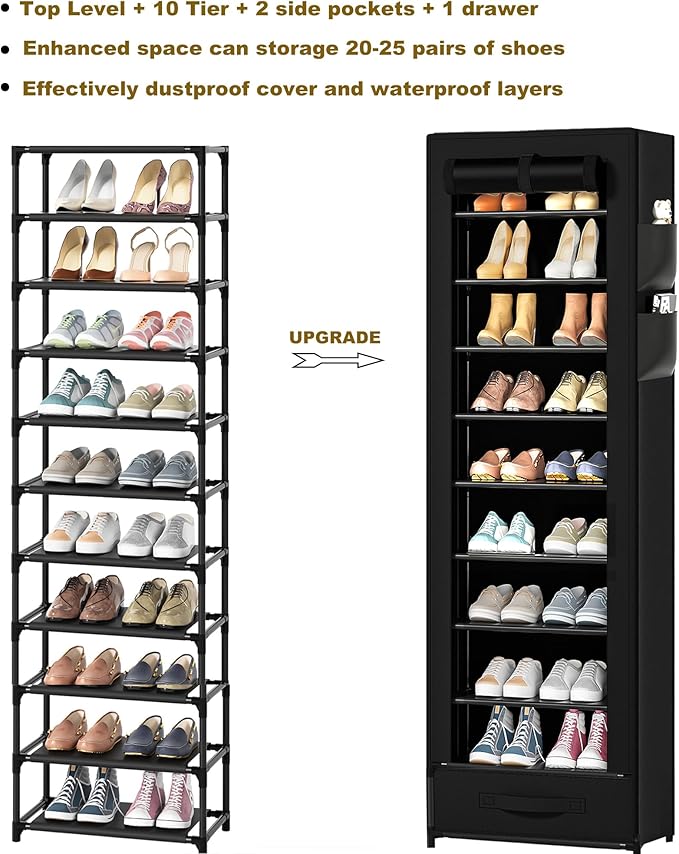 Shoes Rack 10 Tier Tall Shoe Rack Narrow Shoe Rack - Image 4