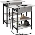 LIDYUK End Table with Charging Station, Nightstands Set of 2 by LIDYUK