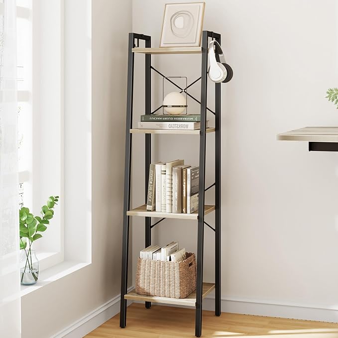 Ladder Shelf, Bookshelf Bookcase, Freestanding Corner Storage Shelve by Hzuaneri