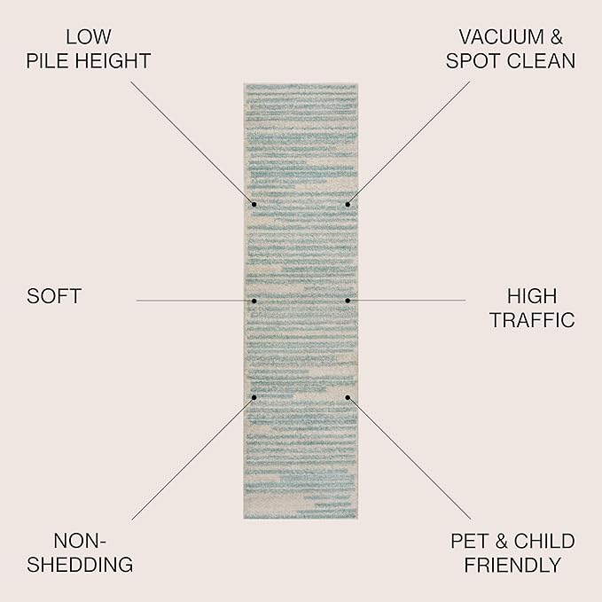 JONATHAN Y Khalil Modern Berber Stripe Cream/Turquoise Runner Rug, Contemporary - Image 3