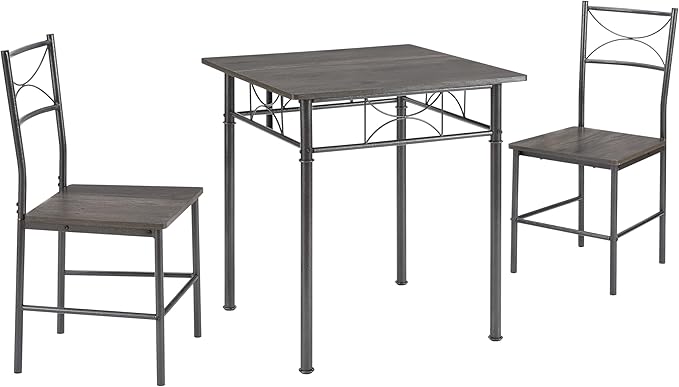 JOIN IRON 3-Piece Metal and Wood Indoor Modern Square Dining Table Furniture Set - Image 6