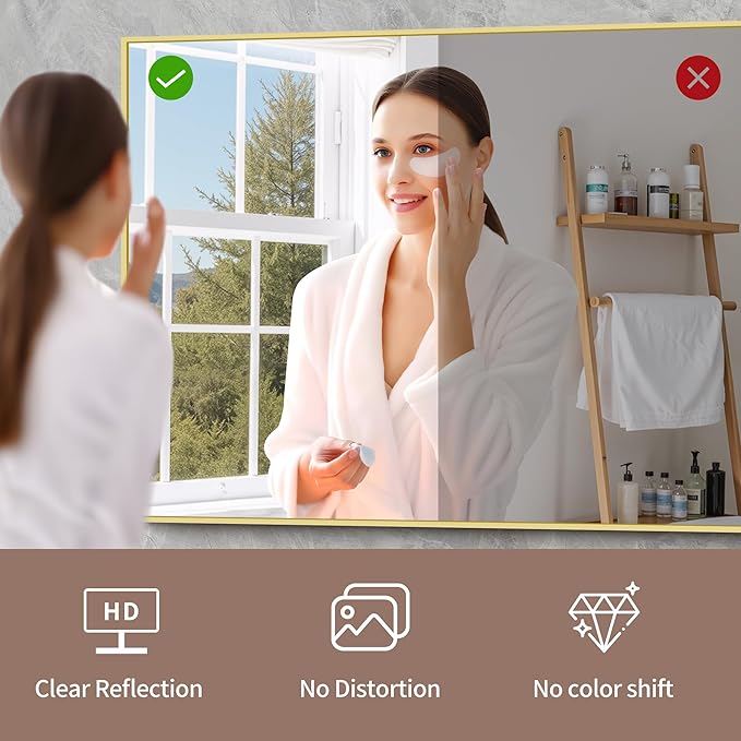 YIROMAN Bathroom Mirror 72"x36", Large Brushed Gold Bathroom Mirror - Image 8