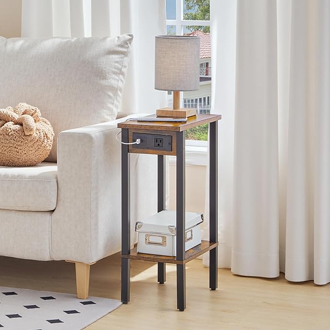 HOOBRO Small End Table with Charging Station, Narrow Side Table with USB Port - Image 8