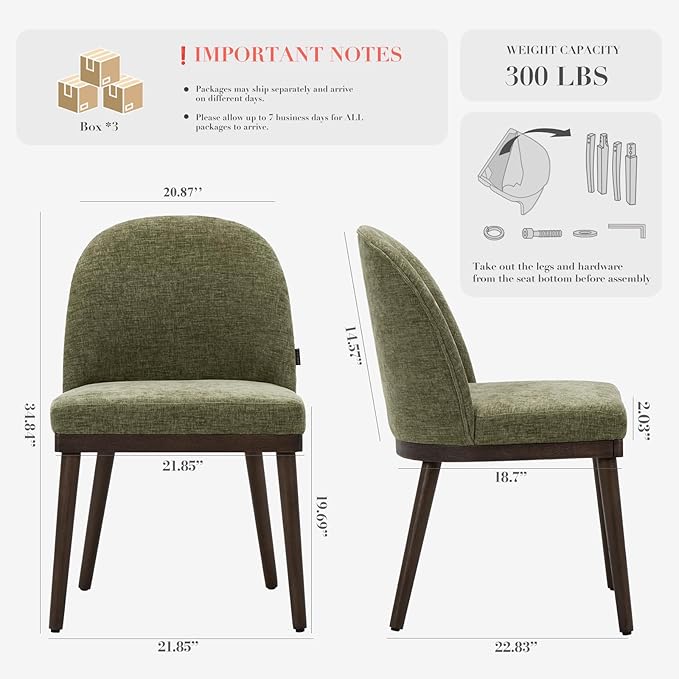 COLAMY Upholstered Dining Chairs Set of 6, Large Dining Room Kitchen Chairs - Image 2
