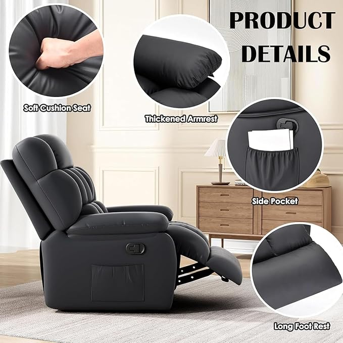 Oversized Recliner Chair, Leather Adjustable Recliner - Image 4