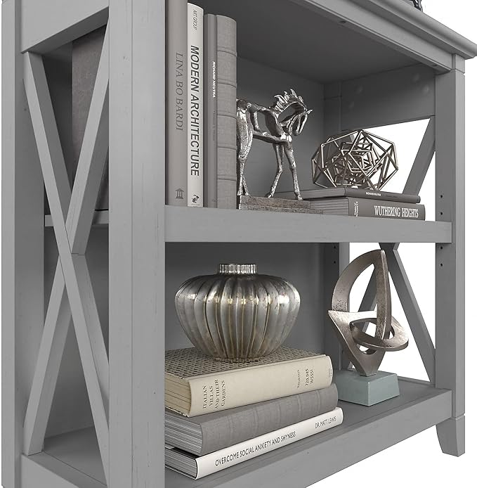 Bush Furniture Key West Small 2 Shelf Bookcase in Cape Cod Gray, Compact Home - Image 8