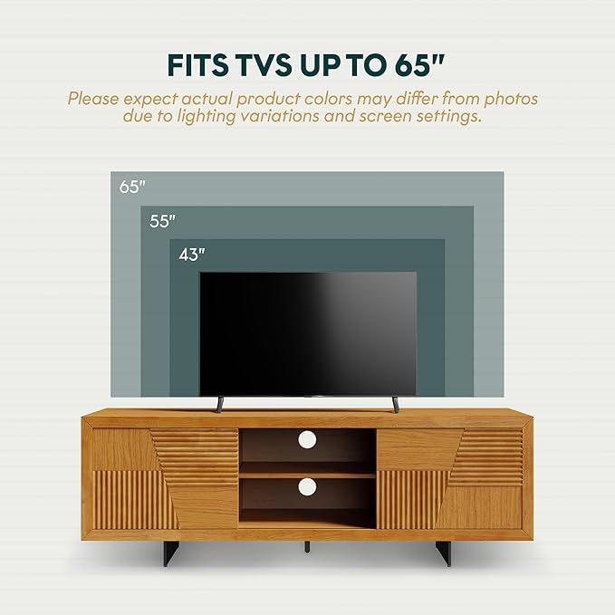 Bme Trapeze TV Stand for Living Room – Wooden Media Console - Image 3