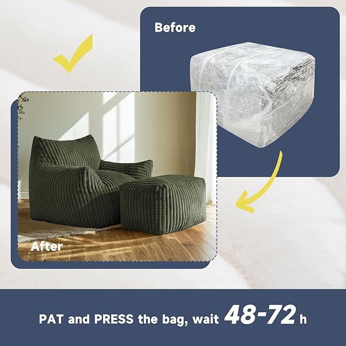 Giant Bean Bag Chairs for Adults, Oversized Chaise Lounge Chair Indoor - Image 6
