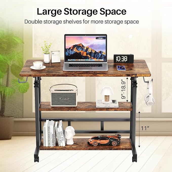 Adjustable Height Standing Desk, Rolling Stand Up Desk - Image 6