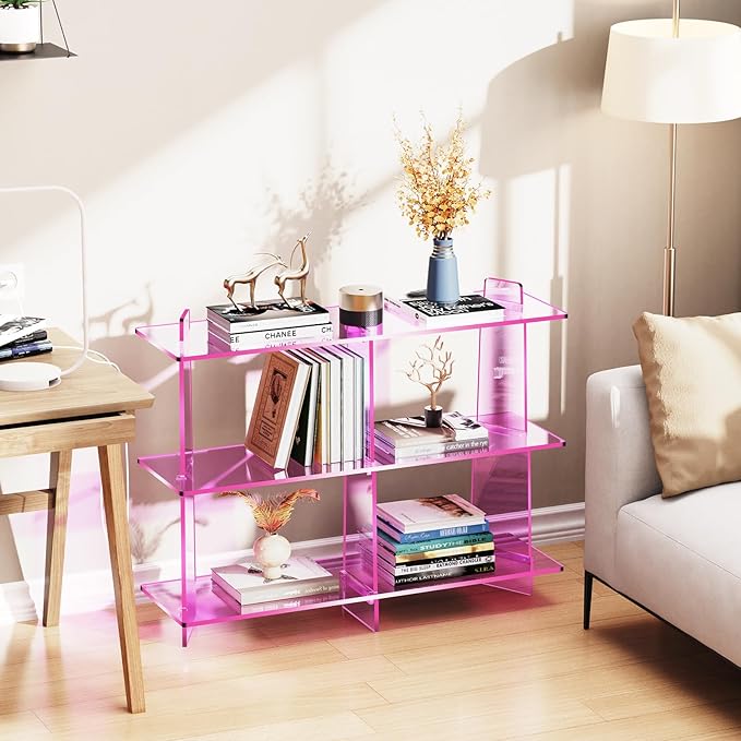 Acrylic Bookshelf, Small 3 Tier Open Bookcase - Image 5