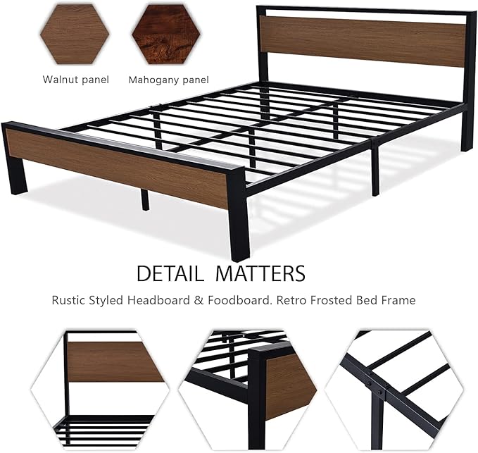 SHA CERLIN 14 Inch King Size Metal Platform Bed Frame - Image 7