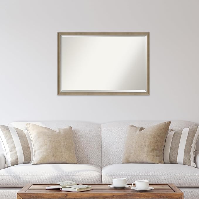 Amanti Art Brown Wall Mirror 26x38 Florence Light Brown Rectangle Bathroom - Image 5