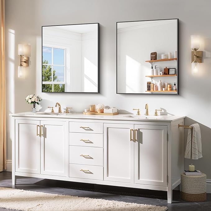 YIROMAN Bathroom Mirror 30"x36", Matte Black Bathroom Mirror - Image 2