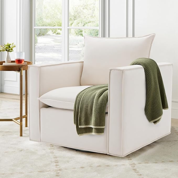 COLAMY Swivel Accent Chair, 34 Inches Wide Upholstered Arm Chair - Image 5