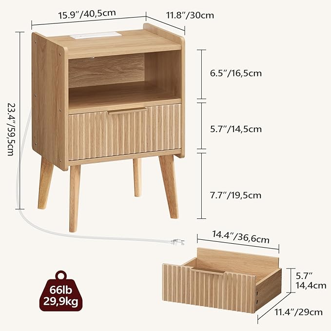 Fluted Nightstand, End Table, Small Modern Bedside Table - Image 3