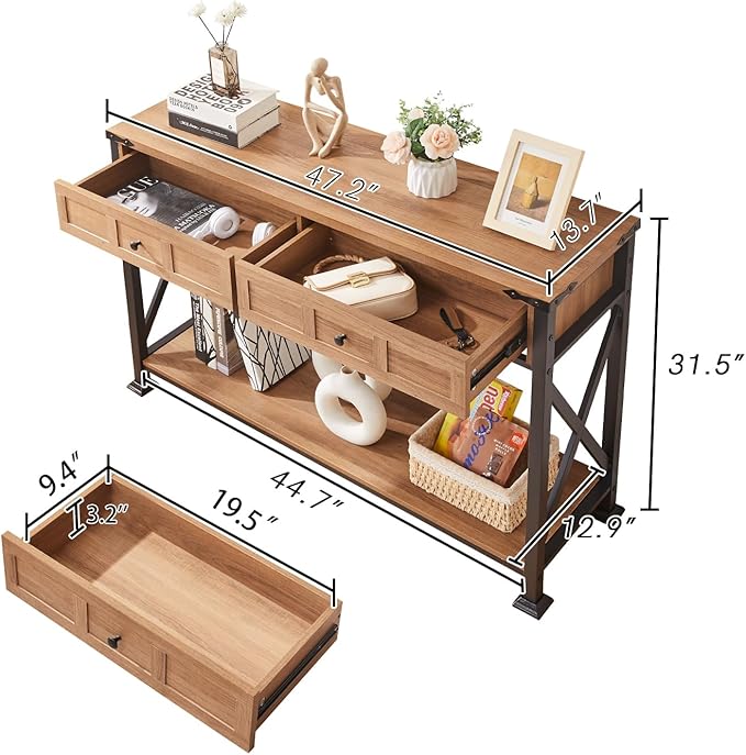 HOMBAZAAR Entryway Table, Rustic Console Table - Image 2