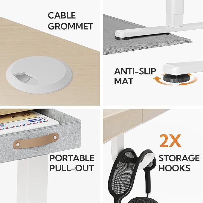 Seang Standing Desk with Drawer, 3 Memory Height Settings with Cable Grommets & - Image 9