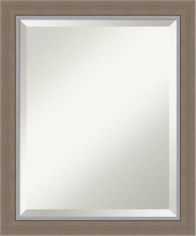 Amanti Art Brown Wall Mirror 23x19 Eva Brown Narrow Rectangle Bathroom Mirror by AmantiArt