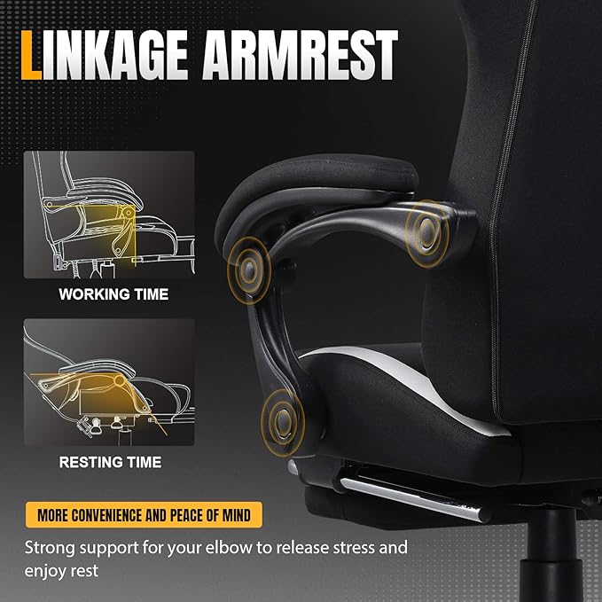 GTRACING Gaming Chair with Foot Rest & Pocket Spring Cushion, Breathable Fabric - Image 8
