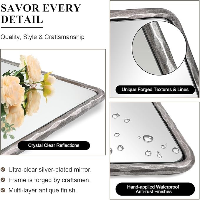 ANDY STAR Hand-Forged Silver Bathroom Mirrors - Image 4