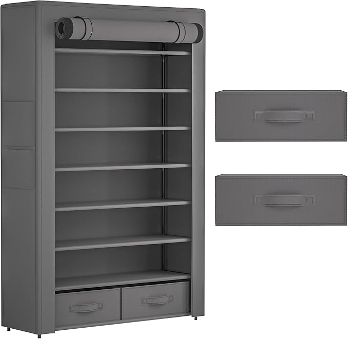 Shoe Rack Storage Cabinet 32 Pairs Organizer Shelf Tall - Image 8