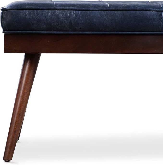 POLY & BARK Napa Luca Leather Bench, Midnight Blue - Image 8
