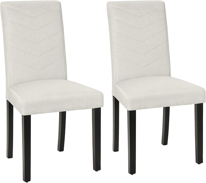 VECELO Upholstered Dining Chairs Set of 2, Fabric Wood Legs High Back by VECELO