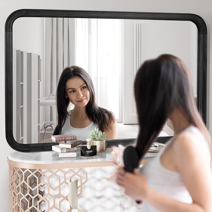 WallBeyond Black Bathroom Mirror - Image 4