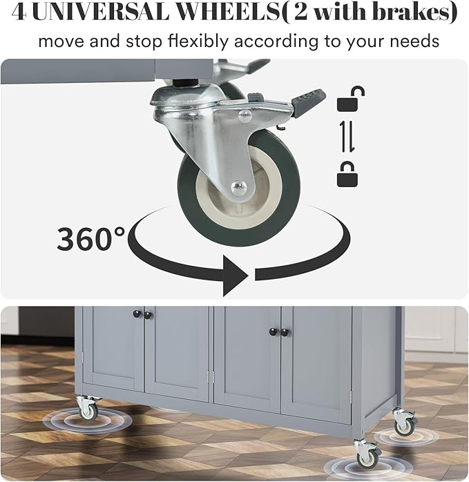 Rovibek Large Kitchen Island on Wheels - Image 7