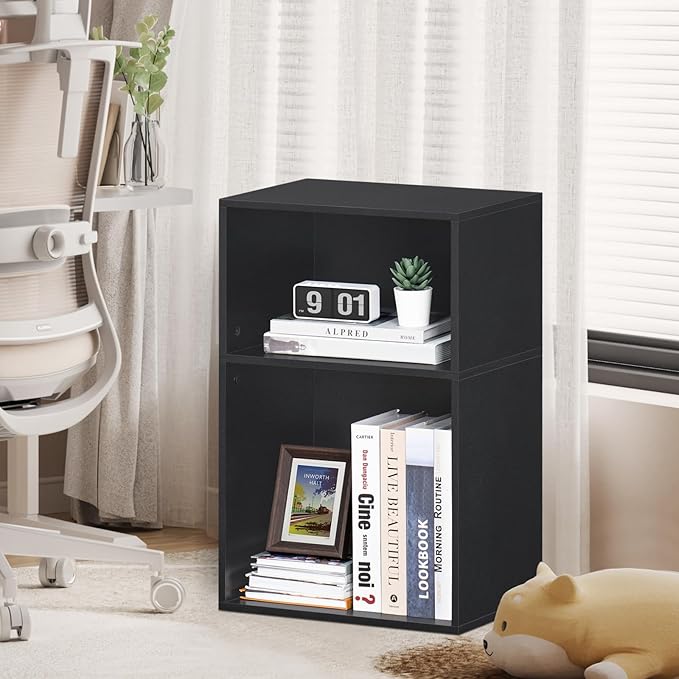 YAHARBO 2 Cube Bookshelf, Horizontal Book Shelf, Small Cubby Bookcase - Image 6
