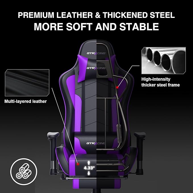 GTRACING Gaming Chair with Speaker and Footrest Office Computer Chairs Music - Image 5