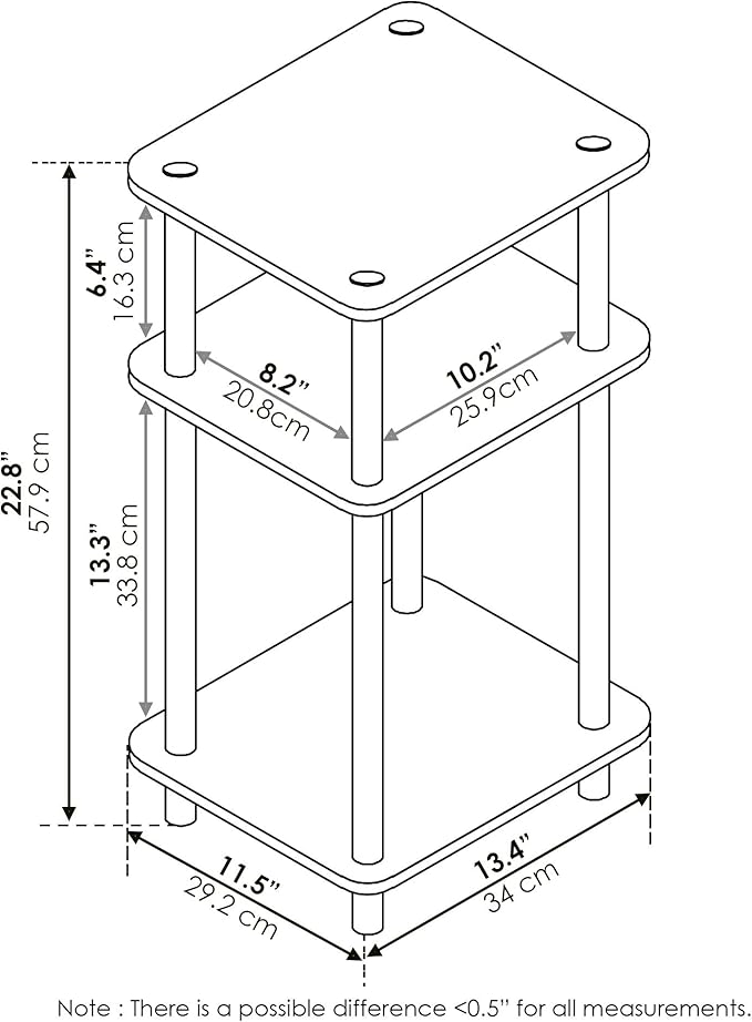 Furinno Just 3-Tier Turn-N-Tube End Table / Side Table / Night Stand / Bedside - Image 3