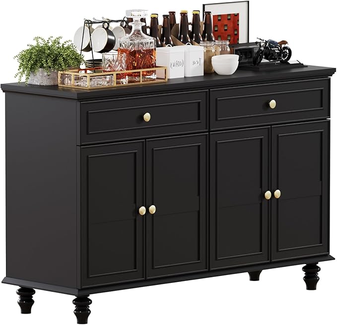 47.6" Buffet Sideboard with 2 Drawers and 4 Doors, Wooden Kitchen Storage by PROXRACER