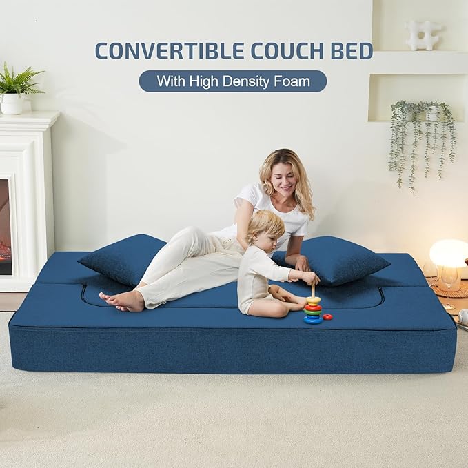2-in-1 Folding Sofa Bed with Pillows - Image 3