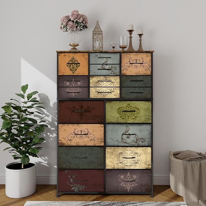Dresser for Bedroom with 18 Drawers, Tall Fabric Storage Dresser, Chest of - Image 2
