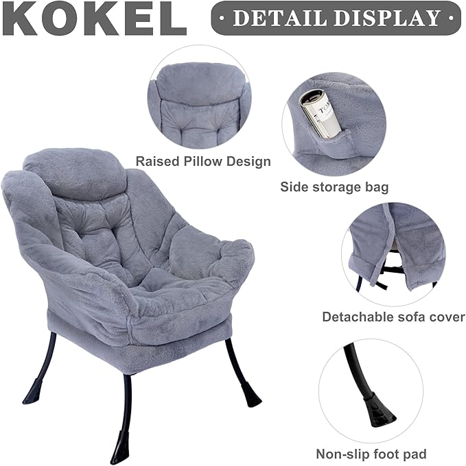 Lazy Chair with Folding Ottoman, Living Room Chairs, Accent Contemporary Lounge - Image 4
