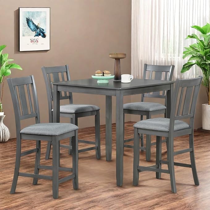 Dining Table Set for 4, Modern 5 Piece Dining Room Table Set - Image 6