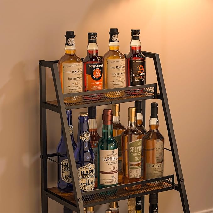 3-Tier Trapezoid Liquor Stand for Home Bar, Stepped Wine Rack Freestanding - Image 6
