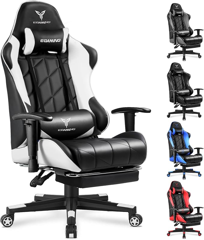 Gaming Chair with 3D Adjustable Armrests, Cow Print Design, Ergonomic Office by Unknown