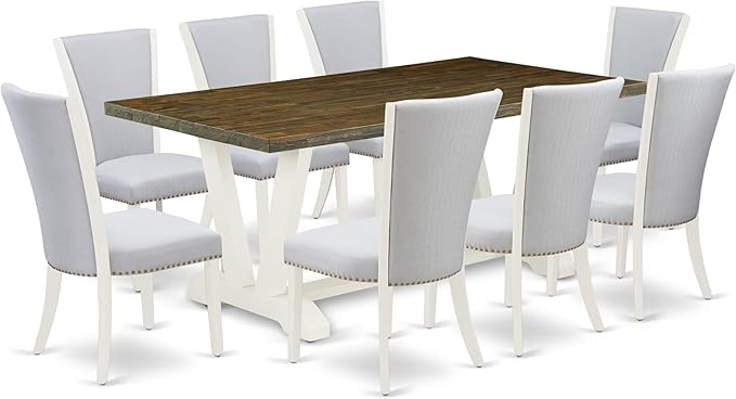 East West Furniture V077VE005-9 9 Piece Kitchen Table Set Includes a Rectangle by EastWestFurniture
