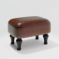 Ottoman Leather Foot Rest with Thicker Foam Padded Seat, Footstool with Wooden by Cmishe