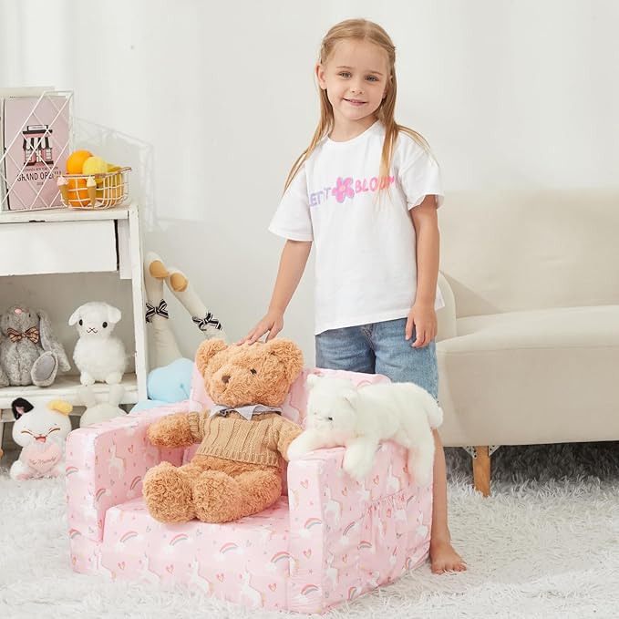 Viviland Kids Chairs for Toddler, 2-in-1 Soft Toddler Couch Fold Out, - Image 2
