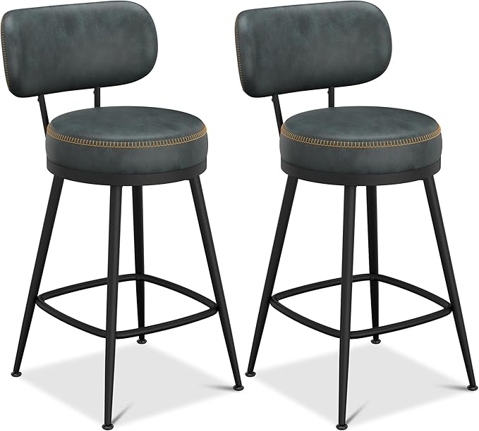 Counter Height Bar Stools, Faux Leather Kitchen Counter Stools - Image 7